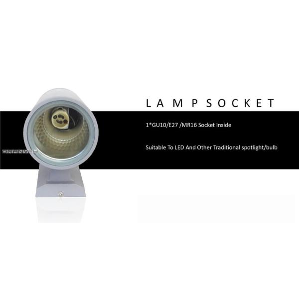 Waterproof Up Down Led Wall Light Aluminum Cylinder Shape One Head Shine Direction