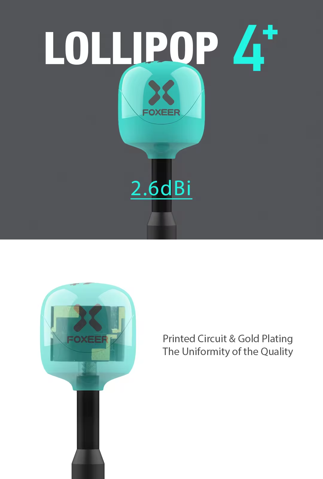 Hot Foxeer Antenna Lollipop 4 Plus 4+ FPV 5.8G 2.6Dbi RHCP SMA RPSMA UFL MMCX Omni LDS For Racing Drone