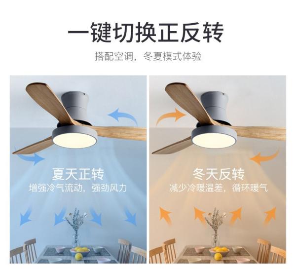 Fábrica moderna nórdica de lujo 3 cuchillas de madera 42 pulgadas de ahorro de energía motor de DC decorativo ventilador de techo LED