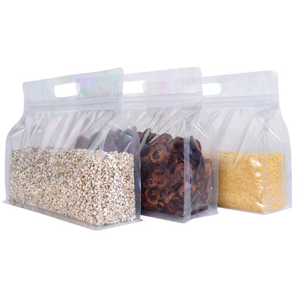 Custom Logo Resealable Smell Proof Food Zip Lock Plastic Packaging Bags Eight-edge sealed Flat Bottom Bag