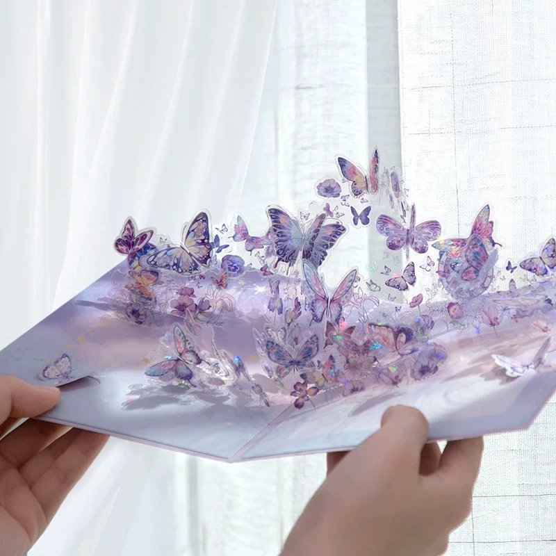 3D Butterfly Pop Up Greeting Cards With Holographic Foil For Birthday And Holidays