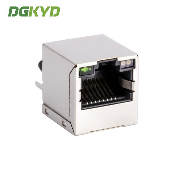 KRJ-1812QGGOYNL Vertical RJ45 Connector Gigabit Network Interface Industrial Ethernet Socket Vertical entry cat6 RJ45 connector Gigabit Magnetic Jack w / bi - color LED