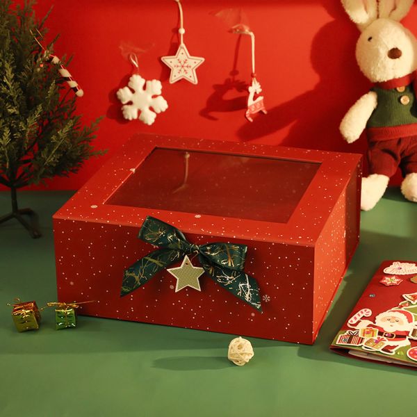 Christmas And New Year Gift Boxes With Windowed Flip-Top Folding Packaging Boxes Wholesale