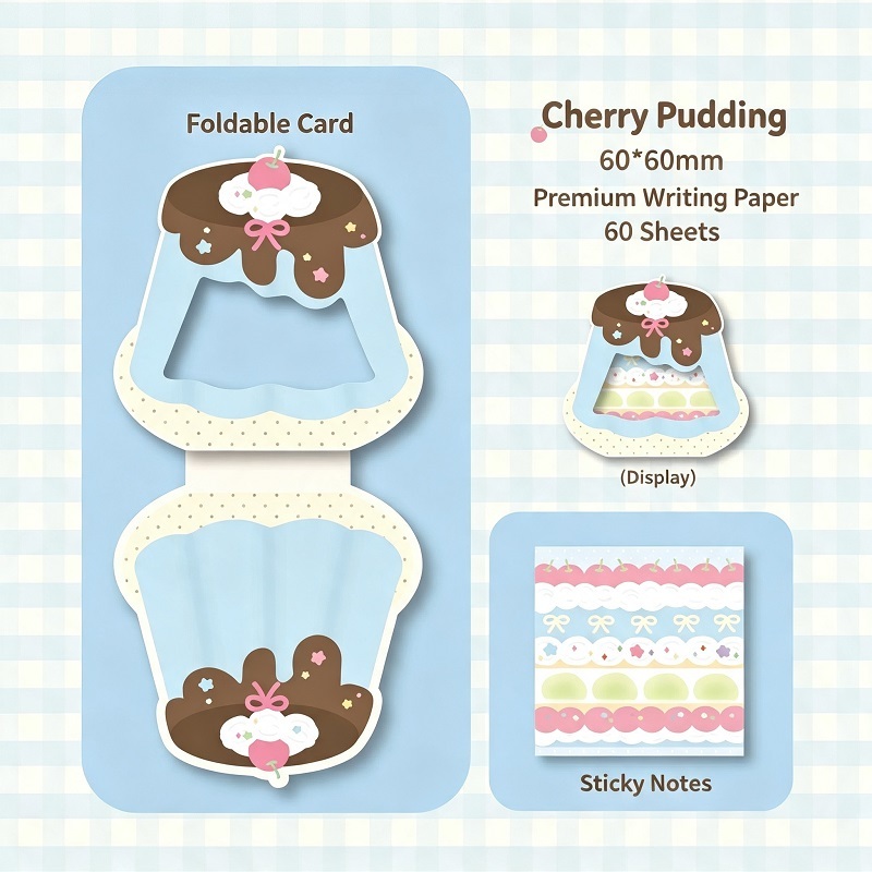 Dessert Shaped Sticky Notes With Foldable Stand Card For Stationery Retail