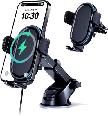 LED Lights Wireless Car Charger 15W 10W 7.5W With Dashboard Windshield Vent
