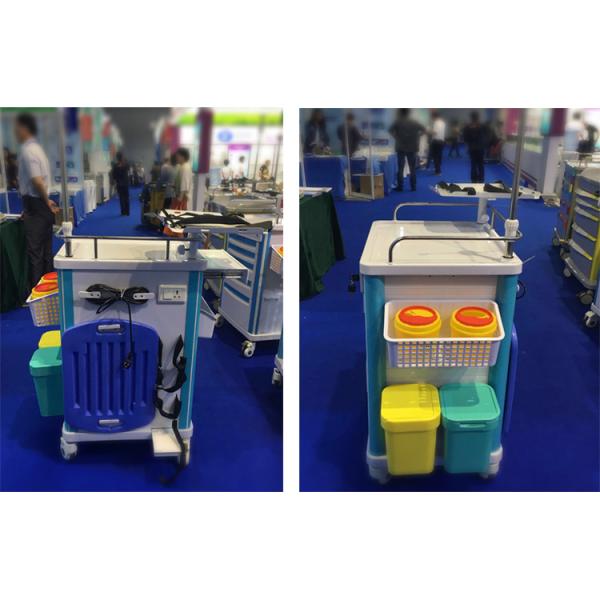 Updated Model Emergency Cart  ABS Plastic Medical Trolley With Drawers IV Pole  (ALS-ET118N)