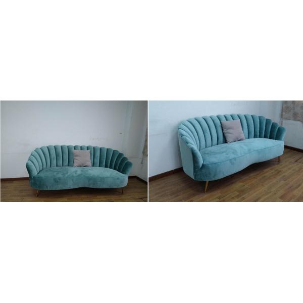 Modern Leisure Golden Stainless Steel Legs Embered Green fabric Lounge Sofa 2-3 seater for Hotel Living room