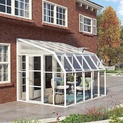 Garden Curved Glass Roof Sunroom Inclined Roof Glass House Energy Saving Tempered Glass Aluminium Greenhouse Ultraviolet Protection