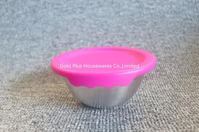 12,14,16,18cm OEM pink salad bowls set with leakproof lid stainless steel mixing salad bowls set