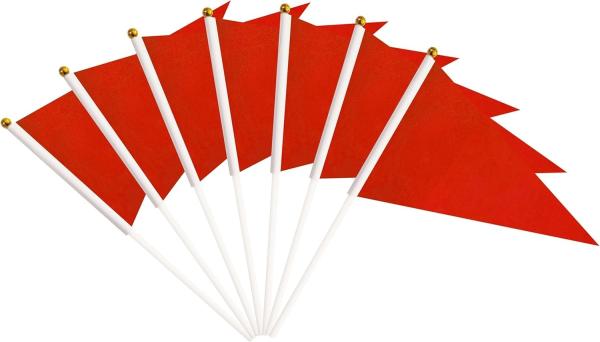 Plastic Sticks Red Pennant Flags Mini Hand Held Solid Blank Flag Sports Club School