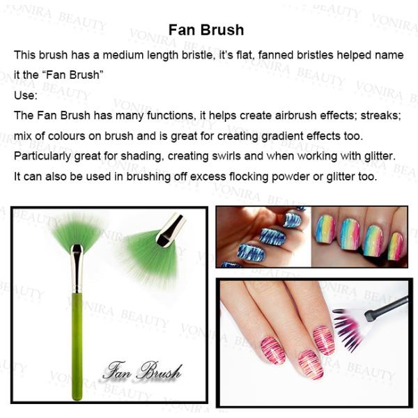 Brosse de lecture en trait plein d'art d'ongle de Pearl White avec les cheveux de Kolinsky et la main purs en bois de nature