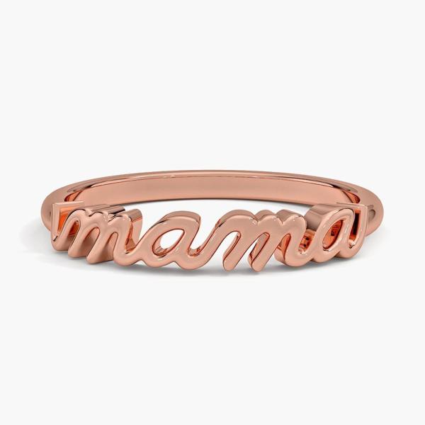 Classic 925 Sterling Silver14K Gold Highly Polished MAMA Women Rings In Minimalist Design