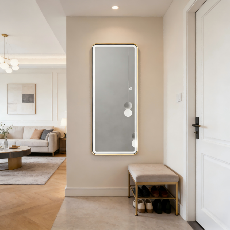 Factory Direct Sales Frameless LED Lamp Mirror Bedroom Dresser Full Body Mirror High Definition Rectangular Hotel Wall Mirror
