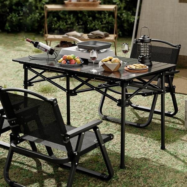 Metal Folding Camping Table 30kg Capacity 92x52x55cm