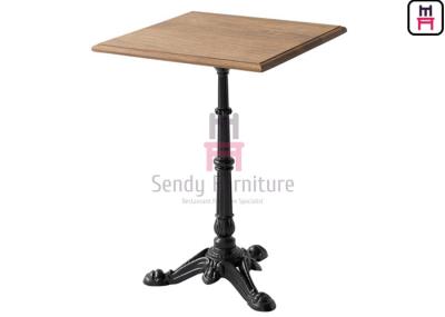 Solid Wood Top Restaurant Dining Table 3 / 4 Feet Casting Iron Tiger Paw Design