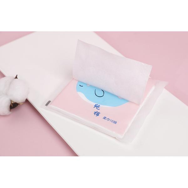 Disposable portable pure cotton facial cotton tissue 10 pcs/bag for face cleaning