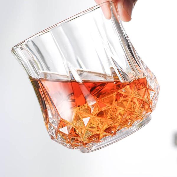 Old Fashioned 10oz Vintage Whiskey Glasses With Embossed Diamond Pattern