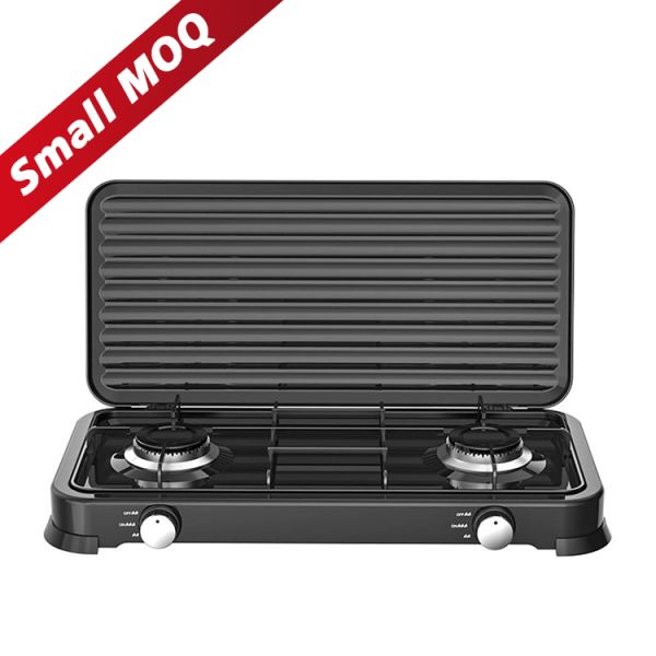 Camping Double Burner Gas Stove Manufacturer Safety Knob Temperature Adjustment