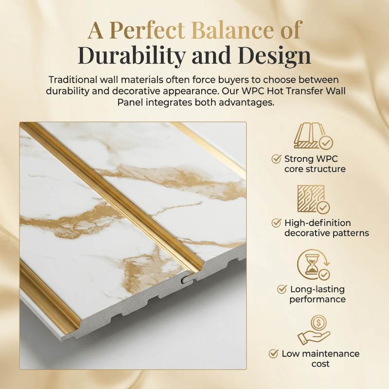 Factory Price Interior Cladding WPC Fluted Wall Panel Boards Heat Transfer Printed Solid Core Interior Decoration