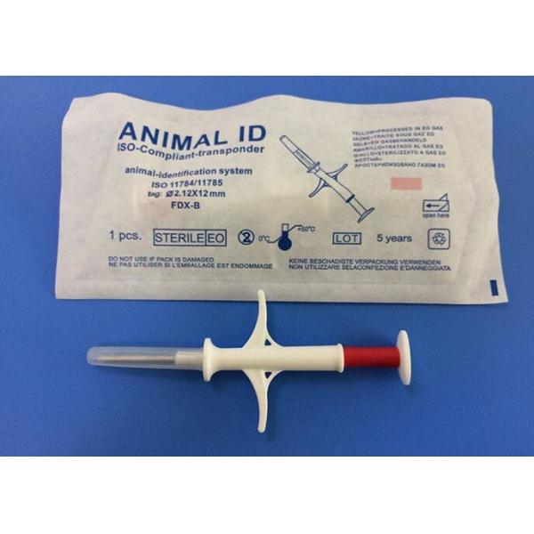 134.2Khz Implantable Pet Tracker Microchip With Syringe , 1.4*8mm Size