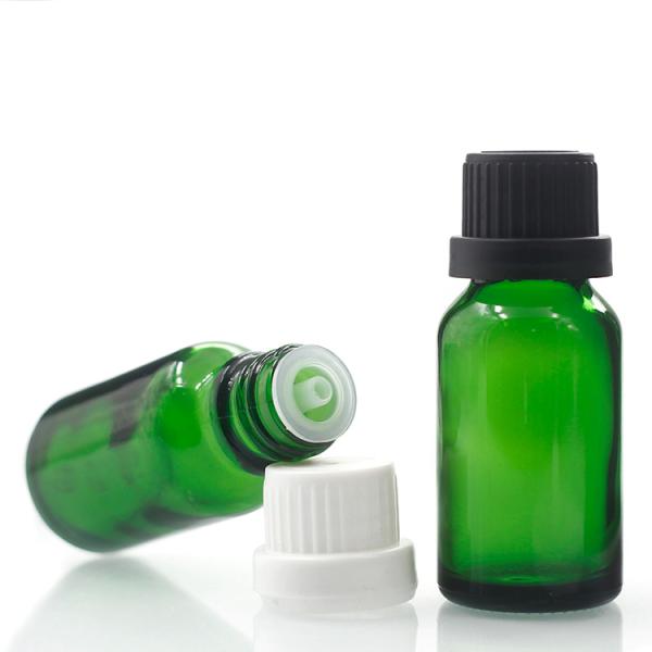 Personal Care Green 15ml Glass Dropper Bottles Aluminum Screw Cap
