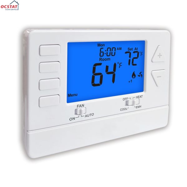 White Electronic Heat Pump Room Thermostats for Temperature Control in Commercial Buildings