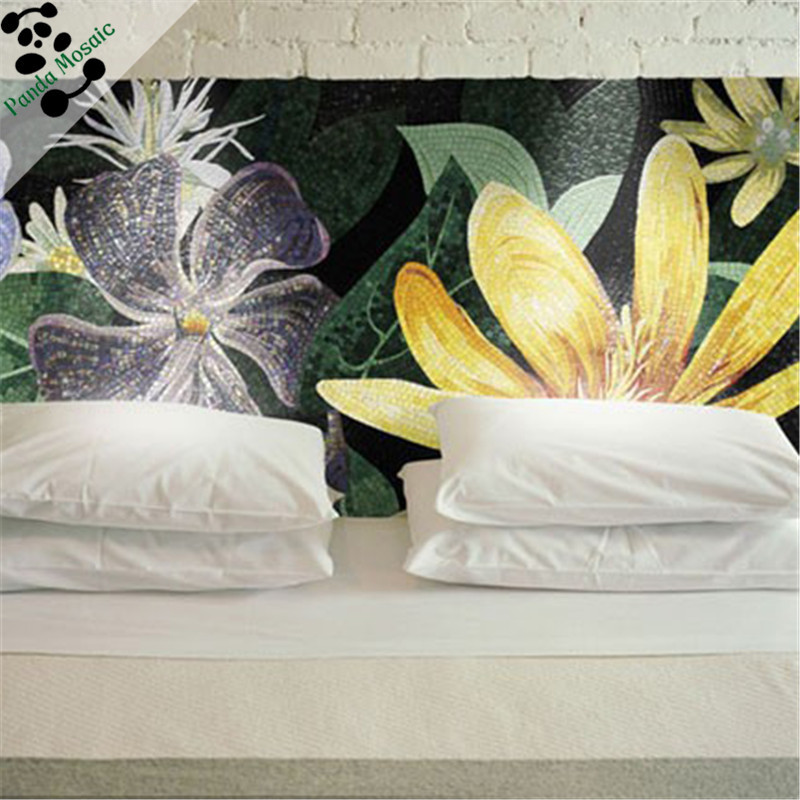 MB SMM08-B Glass Mosaic Art Wall Tile Handmade Tile Glass Painting Pictures Flower Mosaic Bedroom Mural