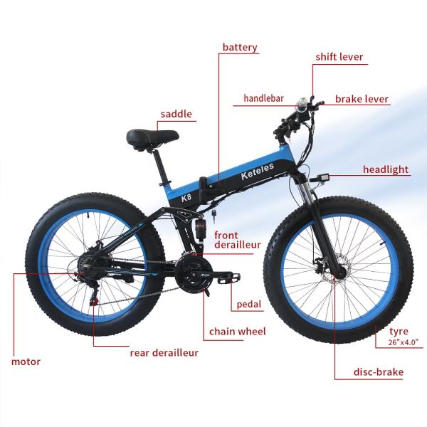 26x4.0 inch Fat Tire Folding E-Bike 1000W Motor 14.5AH S/\MSUNG Lithium Battery 21-Speed Electric Bike Drop Shipping Available