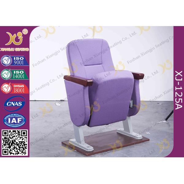 Purple Full Upholstered Cover Auditorium Chairs In Short Back Rest