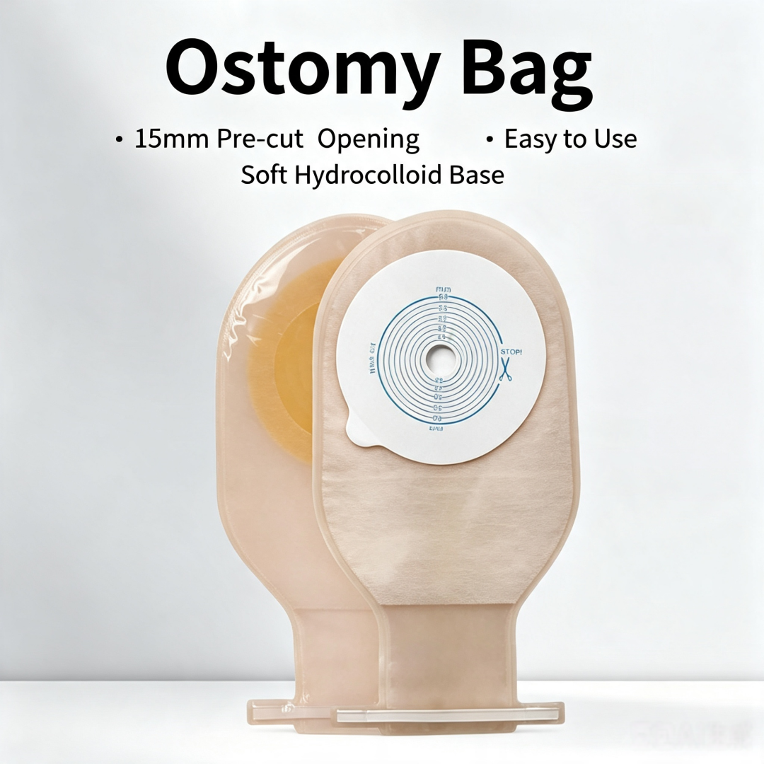 One-Piece Adhesive Ostomy Bag Open-End Drainable Colostomy Pouch Disposable Stoma Care Fecal Bag CE Certified Class I Adult