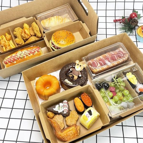 Outros Cartão de almoço de papel kraft descartável personalizado para comida rápida
