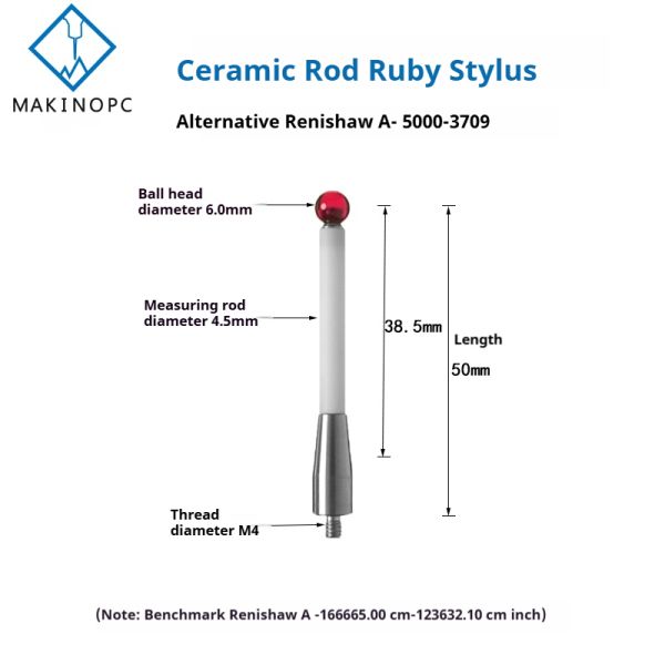 M4 Screw Ceramic Rod Stylus 6mm Ruby Head 3D Probe Edge Finder 50mm Replacement Makinopc Milling Machine Tools Accessories