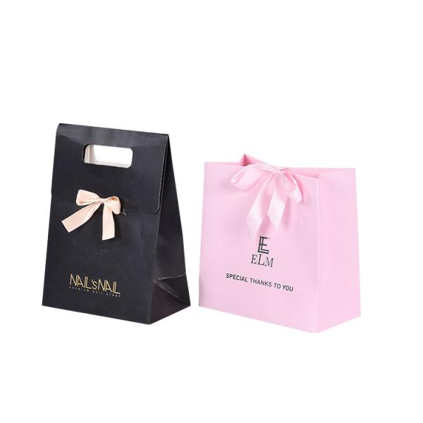 Luxury Paper Gift Bags Packaging With Die Cut Handle And Logo