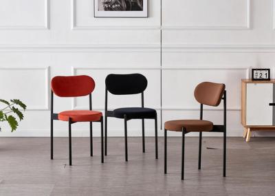 Luxury Restaurant Multicolored 79cm Modern Fabric Dining Chair With Metal Legs