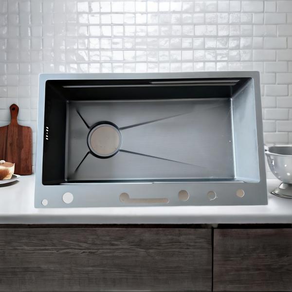 Grey Partition Kitchen Sink 11kg Stainless Steel Double-Bowl