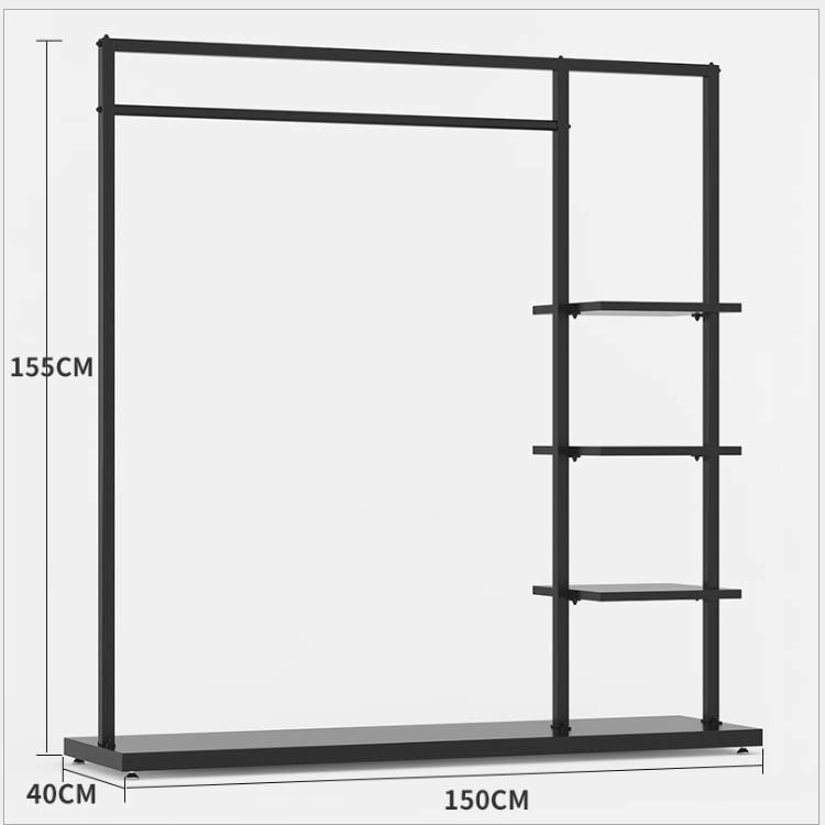 Commercial Sectional Display Furniture Gold Clothing Rack with Shelves and Wheels
