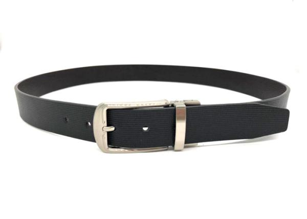 Reversible Buckle Mens Genuine Leather Dress Belt / Thick Black Belt For Dress