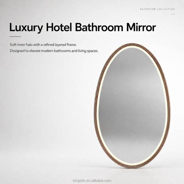 Kingstin LED Smart Bathroom Mirror Water Drop Oval Makeup Mirror Aluminum Frame