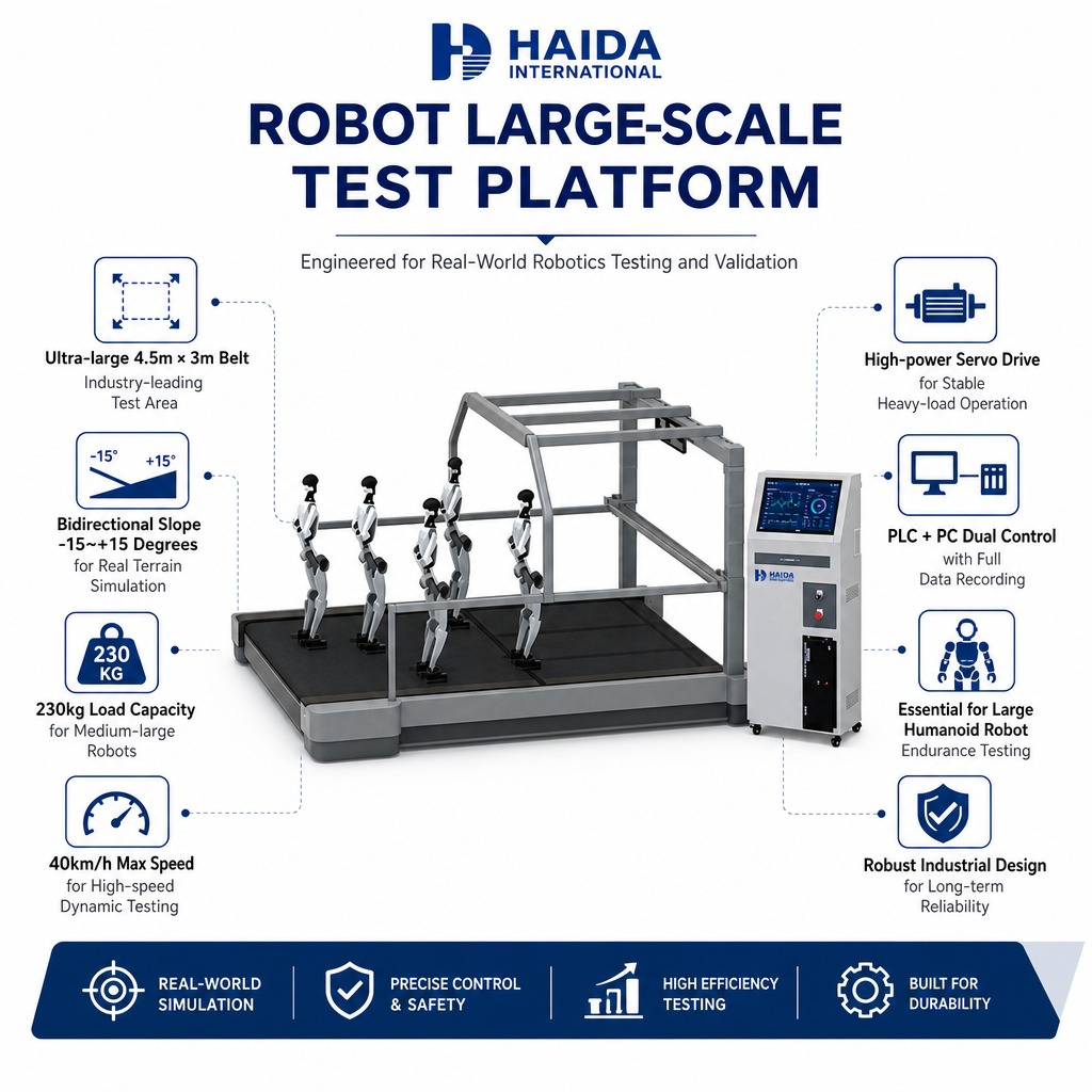 Humanoid Robot Large Scale Tester Platform Belt 230kg Load 40km/h Bidirectional Slope Endurance Fatigue Testing Equipment