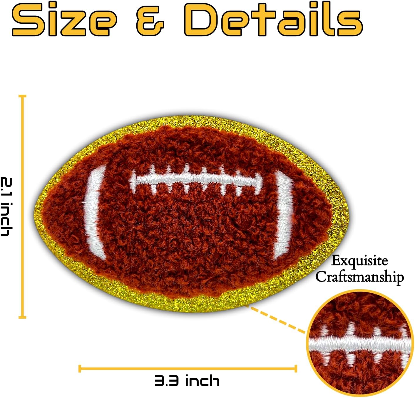 Brown Sequin Football Patch for Clothing & Bags Custom Iron-On Embroidered Star Patches With OEM Model DIY Sequin Embellishment
