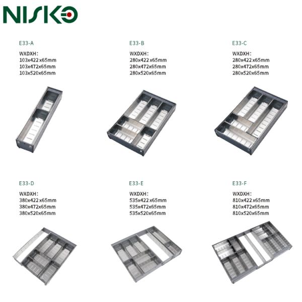 SUS304 Kitchen Cutlery Tray Organizer 65mm Height Rust Resistant