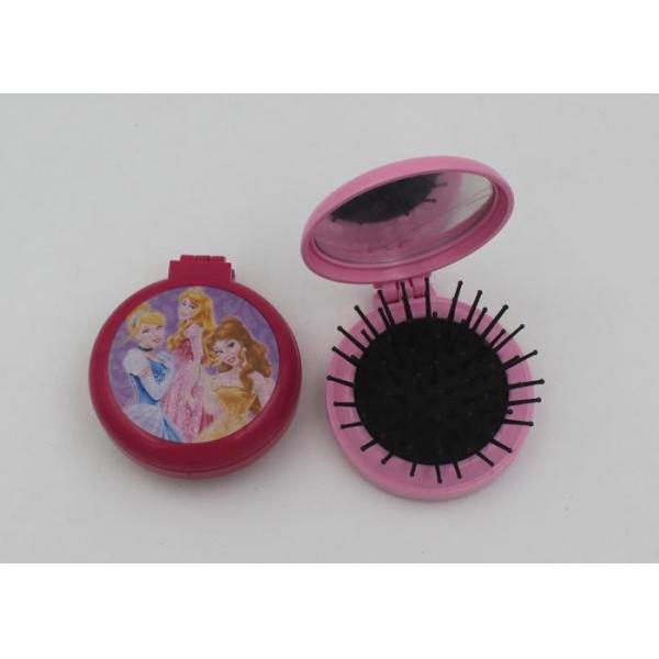Lady Travel Makeup Mirrors In Stadium And Subway , Folding Hairbrush With Mirror