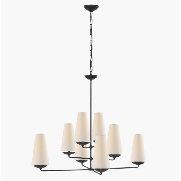 ARN 5205 Fontaine Large Offset Chandelier Plaster White / Aged Lron / Gilded Plaster