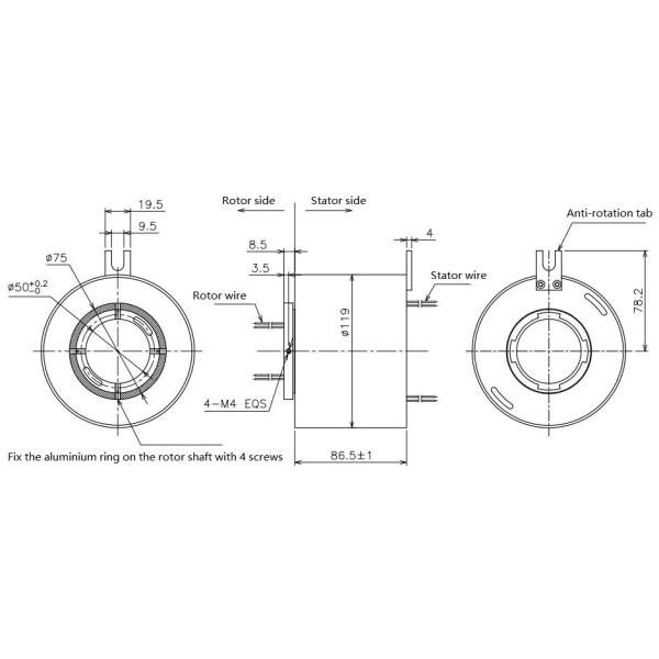 Aluminium Alloy 300Rpm Electrical Slip Rings Voltage 380VAC Rating Voltage