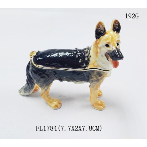 China manufacture animal jewelry boxes cute labrador dog metal alloy trinket jewelry box