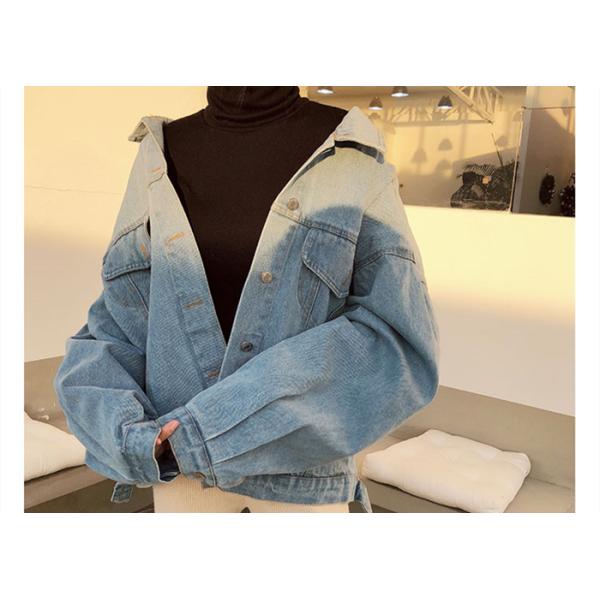 Printed Women ' S Denim Coats & Jackets Light Wash Trucker Over Size Fit