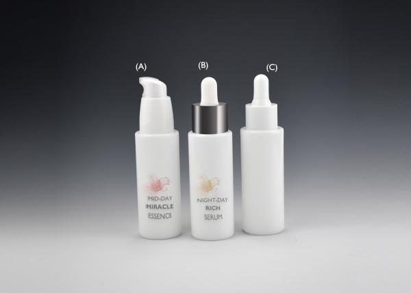 BG-194Q-30, 1oz cylindrical opal white cosmetics glass bottle, opaque glass bottle for face serum, glass bottles factory