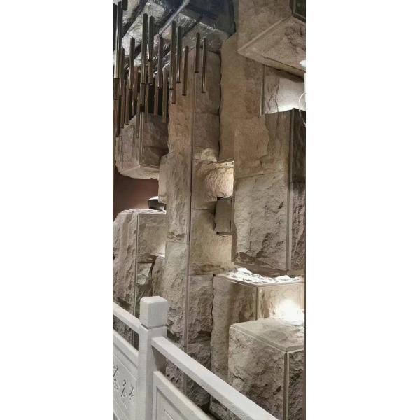 Fade Resistance Fake Stone Veneer Panels Fireproof 3D PU Faux Stone Wall Panel