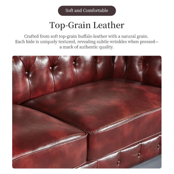 Nidea #862 Classic Chesterfield Sofa Made from Oil Wax Leather with Rolled Arms and Nailhead Detailing for  Lounges and Hotels