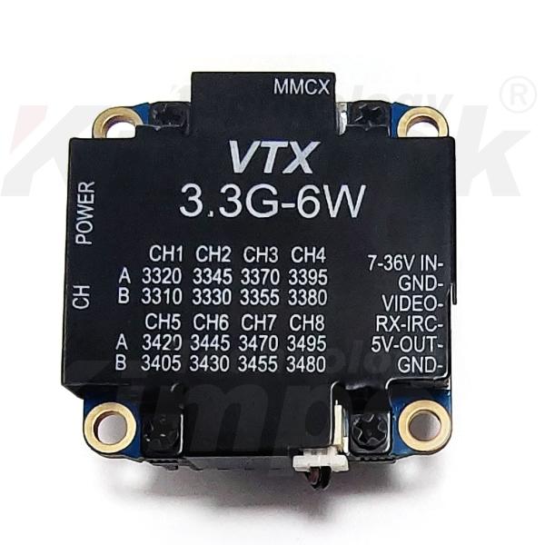 3.3G 6W Video Transmitter 3.3Ghz FPV VTX 8 Channels Long Range Video Audio Transmission